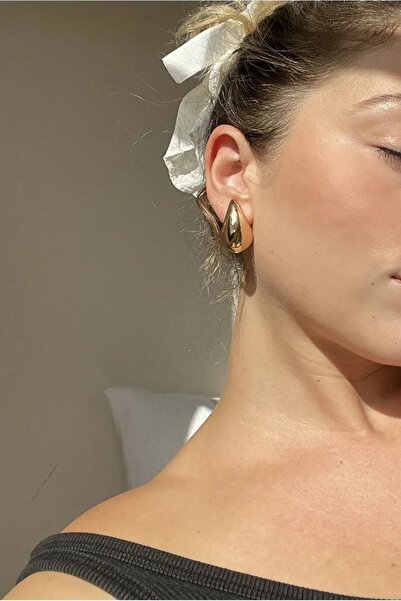 Aslı Jewelry Göz Yaşı Gold Damla Çelik Küpe