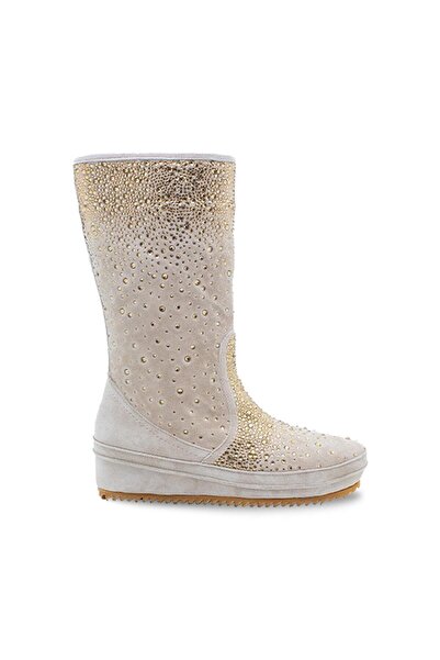 Vario Vizon Süet Diz Üstü İnce Topuklu Çizme Vızon Suet(MİNK SUEDE)