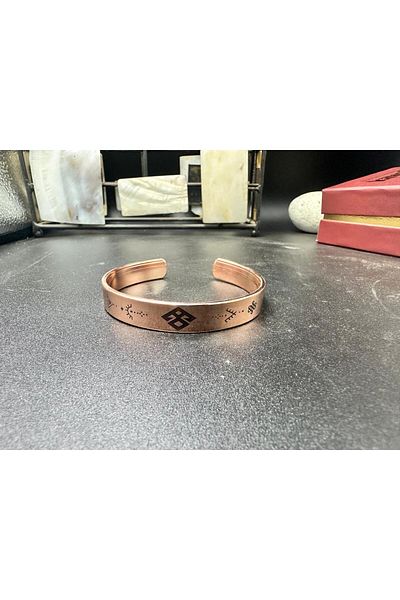 KAVELE Pure Copper Abundance Abundance Anatolian Hand on the Waist, Moon Sun Star Zeolite Stone Bracelet