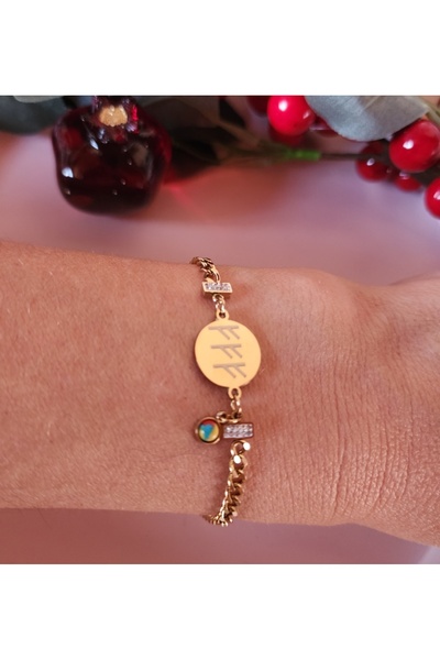 Anatolia Fehu Cornucopia Rune Money, Wealth Sequences Steel Bracelet