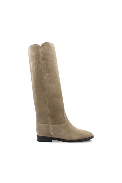 Vario Hakiki Süet Düz Taban Diz Altı Kadın Çizme Sonıa Ardesıa R119