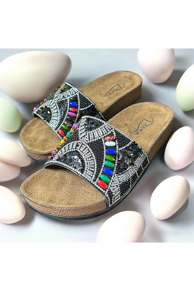Lion Orthopedic Pool Slippers with Single Strip with Stones
