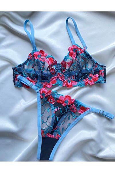 BENDİS Çiçekli balenli sütyen takım