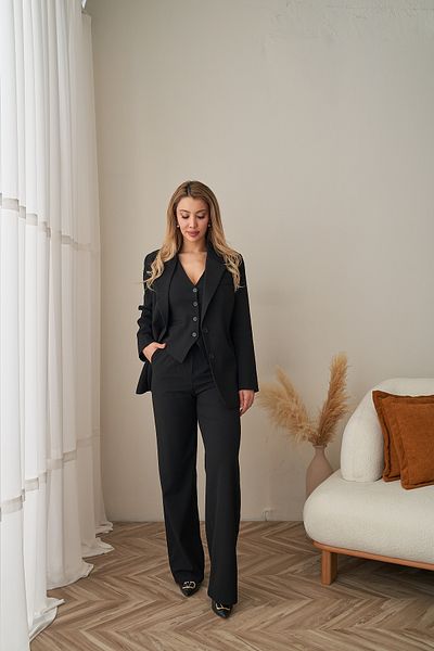 Rabia Çelik Women's Black Vest Pants Blazer Jacket 3 Piece Suit