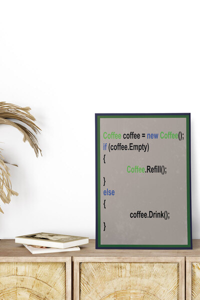 qoeuyl boutique Coffee Java Code Software Retro Vintage 18x27 MDF Ξύλινη αφίσ...