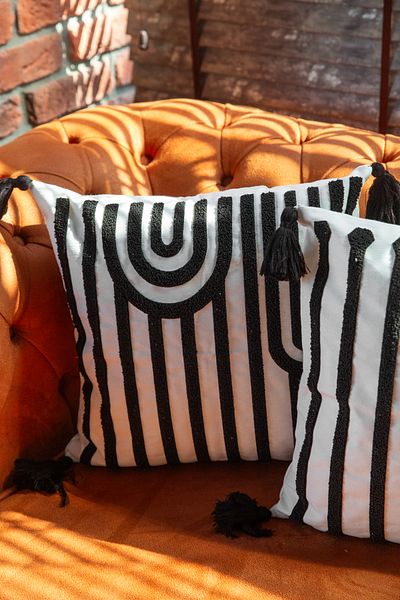 SWITA Punch Embroidered Double Decorative Special Design Throw Pillow Cover