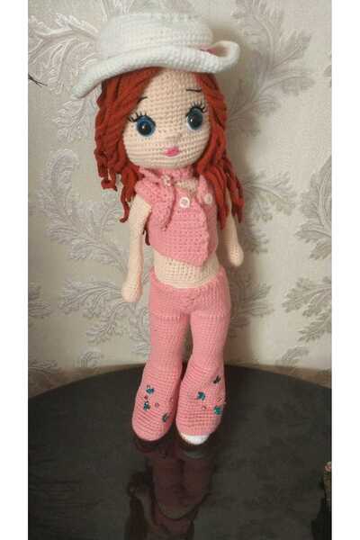 SKOC 35 Cm Amigurumi Bebek Pamuk Ip El Örgüsü Kız Oyuncak - Kıyafetleri Ve Ay...