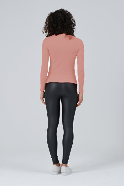 PUNKY CAT Жіноча суха троянда Повна довжина Довгі рукави Велосипедна комір Т-shirt Блуза