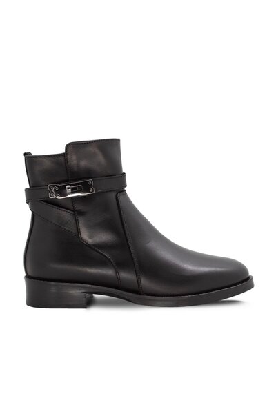 Vario Hakiki Deri Tokalı Fermuarlı Kadın Bot Gianni Crasto BORDO (burgundy)