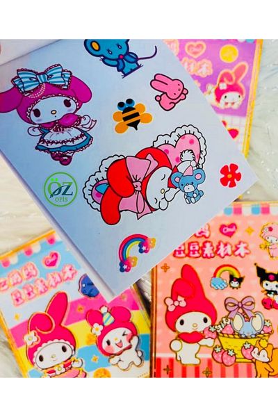 ÖZ OFİS Kuromi My Melody Kawaii Sanrio Set of 2 Mini Sticker Notebooks Set of 150 Stickers