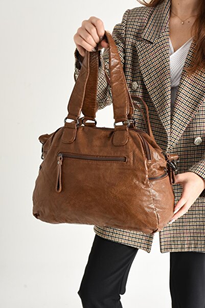 571 Collections Çanta Tan Faux Leather Crossbody and Shoulder Bag - Multi-Compartment (Model: 571-9-12FF)