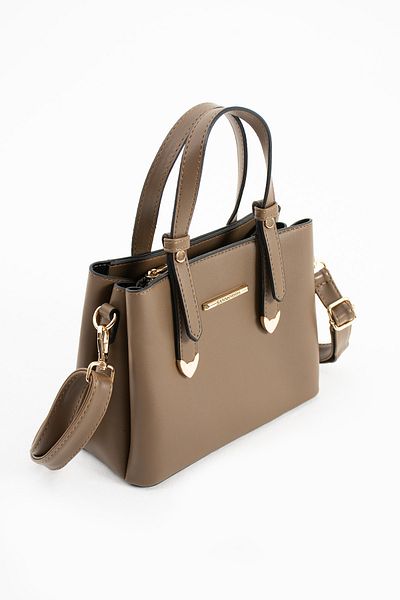 Rezania Women's 4 Compartment Long Strap Shoulder and Hand Bag with Gold Accessories
