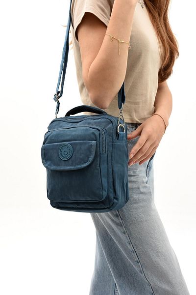 571 Collections Çanta Geantă de mână unisex cu curea în cruce albastră - bărbat/femeie, mărime mică (model: 57)