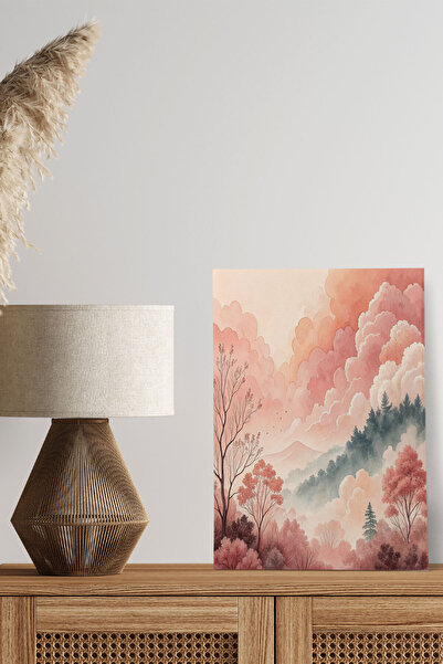 qoeuyl boutique Παστέλ χρωματιστά σύννεφα, δέντρα και βουνά Τοπίο Νο:1 Ρετρό ...