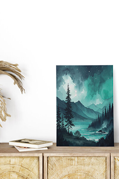 qoeuyl boutique Lake and Forest View No:1 Ρετρό Vintage 18x27 MDF Ξύλινη αφίσ...