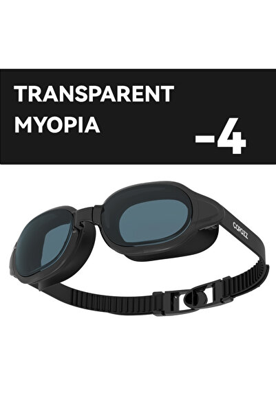 Choice نظارات سباحة احترافية سوداء -4 أونصة للرجال والنساء، مضادة للضباب، حما...