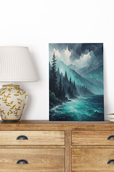 qoeuyl boutique Lake and Forest View No:2 Ρετρό Vintage 18x27 MDF Ξύλινη αφίσ...