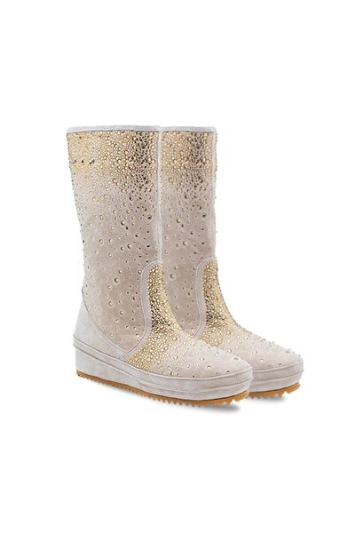 Vario Vizon Süet Diz Üstü İnce Topuklu Çizme Vızon Suet(MİNK SUEDE)