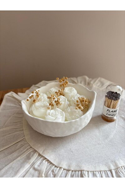 Decorative Soy Waxed Textured Bowl And Glass Faunus Match, Amber Scented , Flower Motif