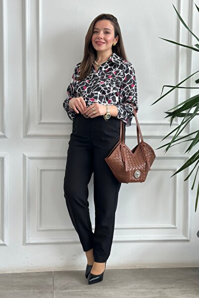 Yağmur Butik Pantaloni cu picior de morcov cu centură