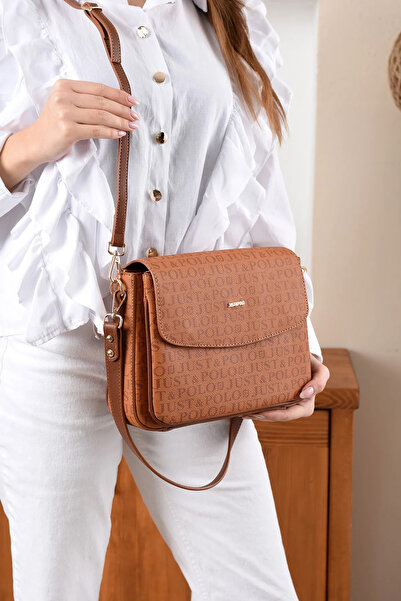 Just Polo Women's Large Size Hand and Shoulder Bag with Print Detail