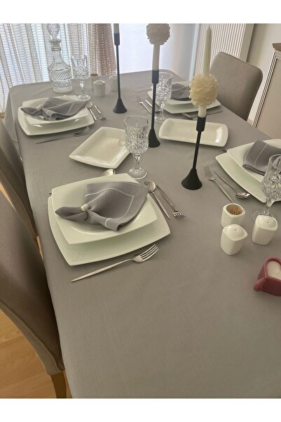 Zeren Home Gray Piko Sarma High Balance Polyester Linen Table Cloth