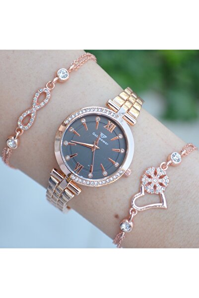 istanbul form Rosegold Metal Kordon Kadın Saat Kombini 1510