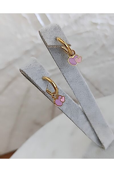 Atölye Eliz 316L Cerrahi Çelik 14k Gerçek Altın Pvd Kalp Çocuk Küpe