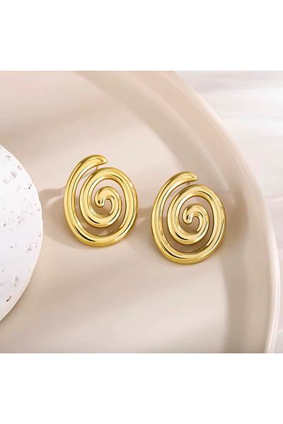 Siya Silver Snail Model Curved Tarnish-Free Steel Earrings