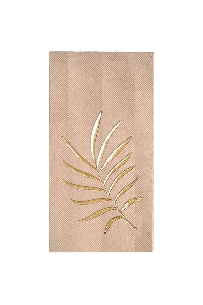 Story 40X40 cm Gold Paper, Tropical Leaf Pattern 16 1/8 Fold Kraft Color Napkins
