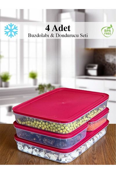 Mapple Home 4-Piece Refrigerator Organizer - 2600 ml X 1300 ml Storage Set Suitable for Microwave, Freezer and Freezer