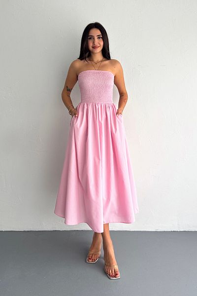 TrendyFashion Γυναικείο Ροζ Gipeli Στράπλες Φόρεμα Dakron