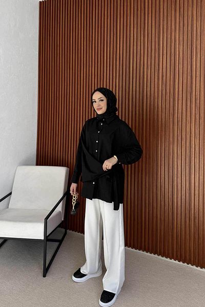 Melike Tatar Black Tie Shirt 3-2245