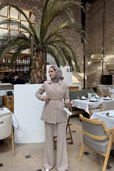 Melike Tatar Stone Jacket Belt Detailed Suit 32-2300