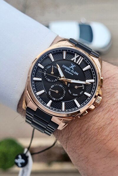 Daniel Klein Kasası Bronz Kordonu Siyah 44 mm Fonksiyonlu Erkek Kol Saati