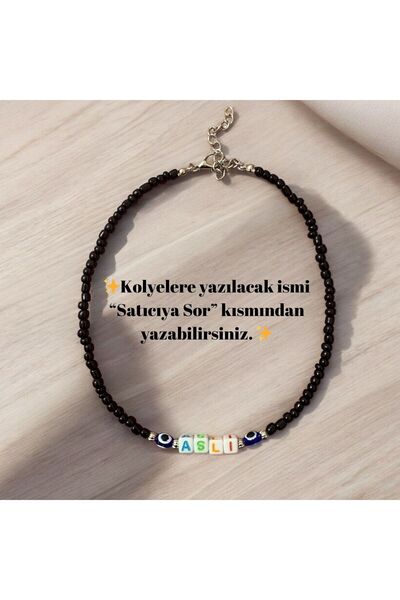LeylanTakı Leylan Takı Siyah Nazar Boncuklu İsimli Çocuk Kolye