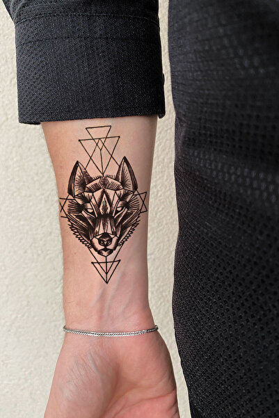 BiWini Geometrik Kurt Erkek Geçici Dövme, Tattoo Bilek Kol Bacak Ve Göğüs Arası Erkek Kadın