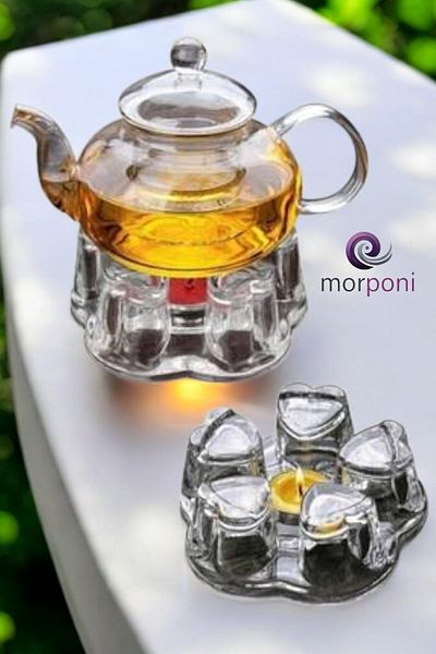 morponi Borosilicate Glass Teapot and Glass Heater Set 1000ml