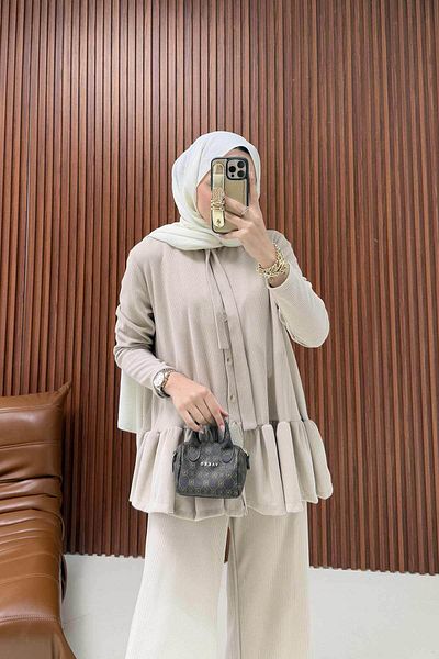 Melike Tatar 6-694 Model Stone Ruffle Suit