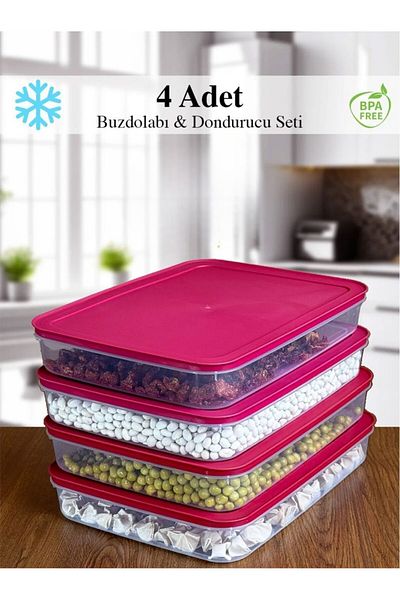 Mapple Home 4-Piece Refrigerator Organizer - 2600 ml Storage Container for Microwave, Freezer and Freezer