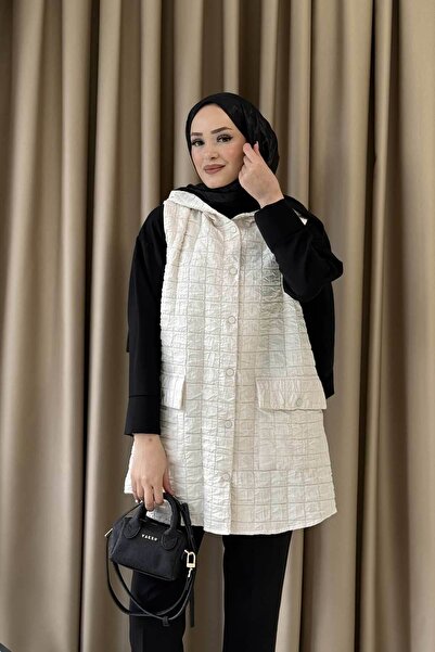 Melike Tatar Ecru Quilted Vest 32-2221