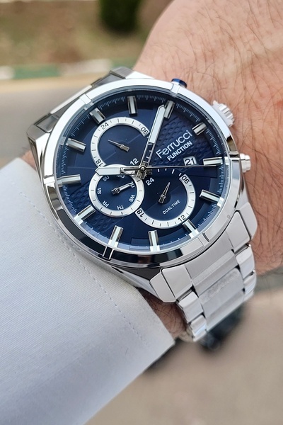 Ferrucci Kadranı Lacivert Kordonu Gri Renk Ayarlanabilir Kordonlu 43 mm Erkek...
