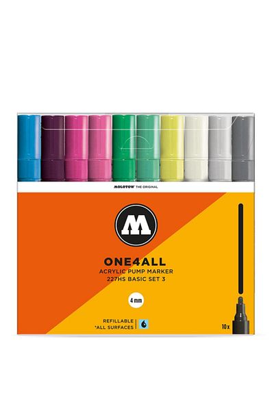 Molotow One4all Acrylic Marker 227hs 4mm Wallet Basic-set 3 10 pcs