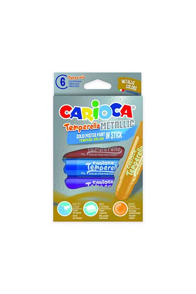 CARIOCA Washable Tempera Pencils, Metallic Colors, 6 Colors/box, Temperello Metallic