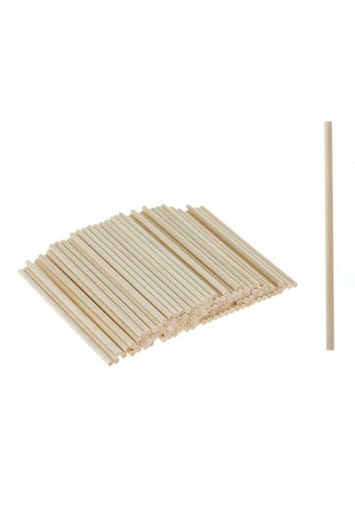 Micostore Set of 120 Round Chopsticks, Made of Wood, Natural, for Creations and Craft Activities, 0.4 X 10 Cm