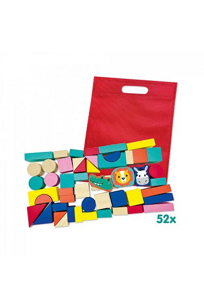 SES Creative Colorful Wooden Cubes With Animals (50 PIECES)