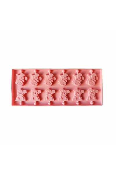 Micostore Forma Silicon 12 Cavitati, Peppa Pig Si Dinozauri Pentru Acadele Din Ciocolata, 6 X 10.5 Cm, Roz