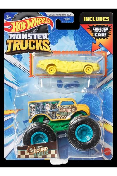 mattel Hot Wheels Monster Truck Si Masinuta Metalica Hound Hauller