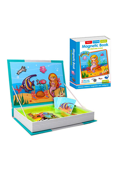 Micostore Carte Magnetica Puzzle,mica Sirena,vietati Marine,61 Piese Magnetice,14 Carduri,joc Educativ Stem