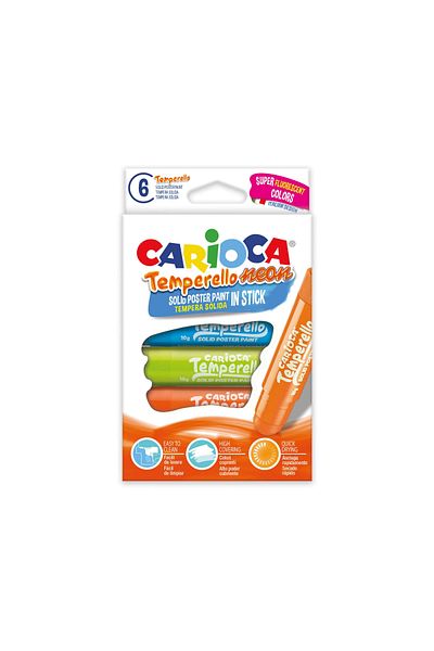 CARIOCA Washable Tempera Pencils, Fluorescent 6 Colors/box, Temperello Neon